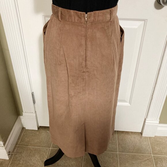 PANT-HER Vintage brown corduroy a-line skirt with pockets ~ XS SMALL midi skirt - Picture 9 of 9